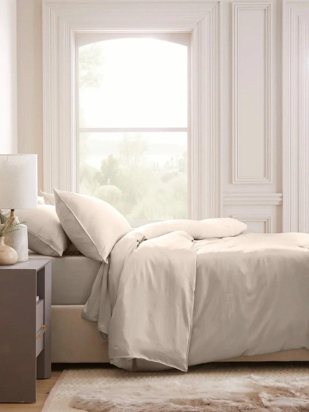 Quince Bamboo Duvet Cover Set Beige (Sand) King/Cal King NWT IN PACKAGE